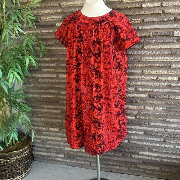 Hawaiian Vintage 60s Red Floral Muumuu Fashions by Tina Waikiki Dress - Picture 5 of 7